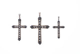 Marcasite Cross Pendant : M (Black CZ)-ZOCALO.JAPAN