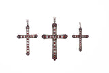 Marcasite Cross Pendant : S (Garnet)-ZOCALO.JAPAN