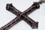 Marcasite Cross Pendant : S (Garnet)-ZOCALO.JAPAN