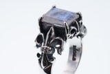 Fleur de lis Ring : Rainbow Moonstone-ZOCALO.JAPAN