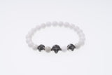 Stone Bracelet With Double Dorje Ball : (White agate)-ZOCALO.JAPAN