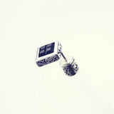 Jeweled Ivy Square Stud : L (Black CZ)-ZOCALO.JAPAN