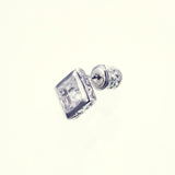 Jeweled Ivy Square Stud : L (White CZ)-ZOCALO.JAPAN