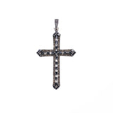 Marcasite Cross Pendant : S (Black CZ)-ZOCALO.JAPAN