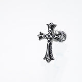 Cross On Cross Ear Stud : (Black CZ)-ZOCALO.JAPAN