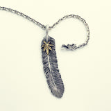 Leaf Feather Pendant : Necklace Chain Set-ZOCALO.JAPAN