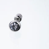 Jeweled Ivy Round Stud : L (White CZ)-ZOCALO.JAPAN