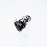 Jeweled Ivy Heart Stud : L (Black CZ)-ZOCALO.JAPAN