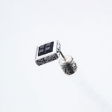 Jeweled Ivy Square Stud : L (Black CZ)-ZOCALO.JAPAN