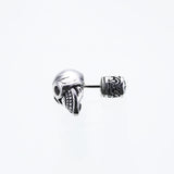 Jeweled Tibetan Smile Skull Stud : (Garnet CZ)-ZOCALO.JAPAN